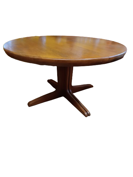 Table basse scandinave ronde en teck massif