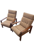 Paire de fauteuils scandinaves teck massif 1970