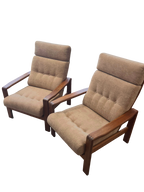Paire de fauteuils scandinaves teck massif 1970