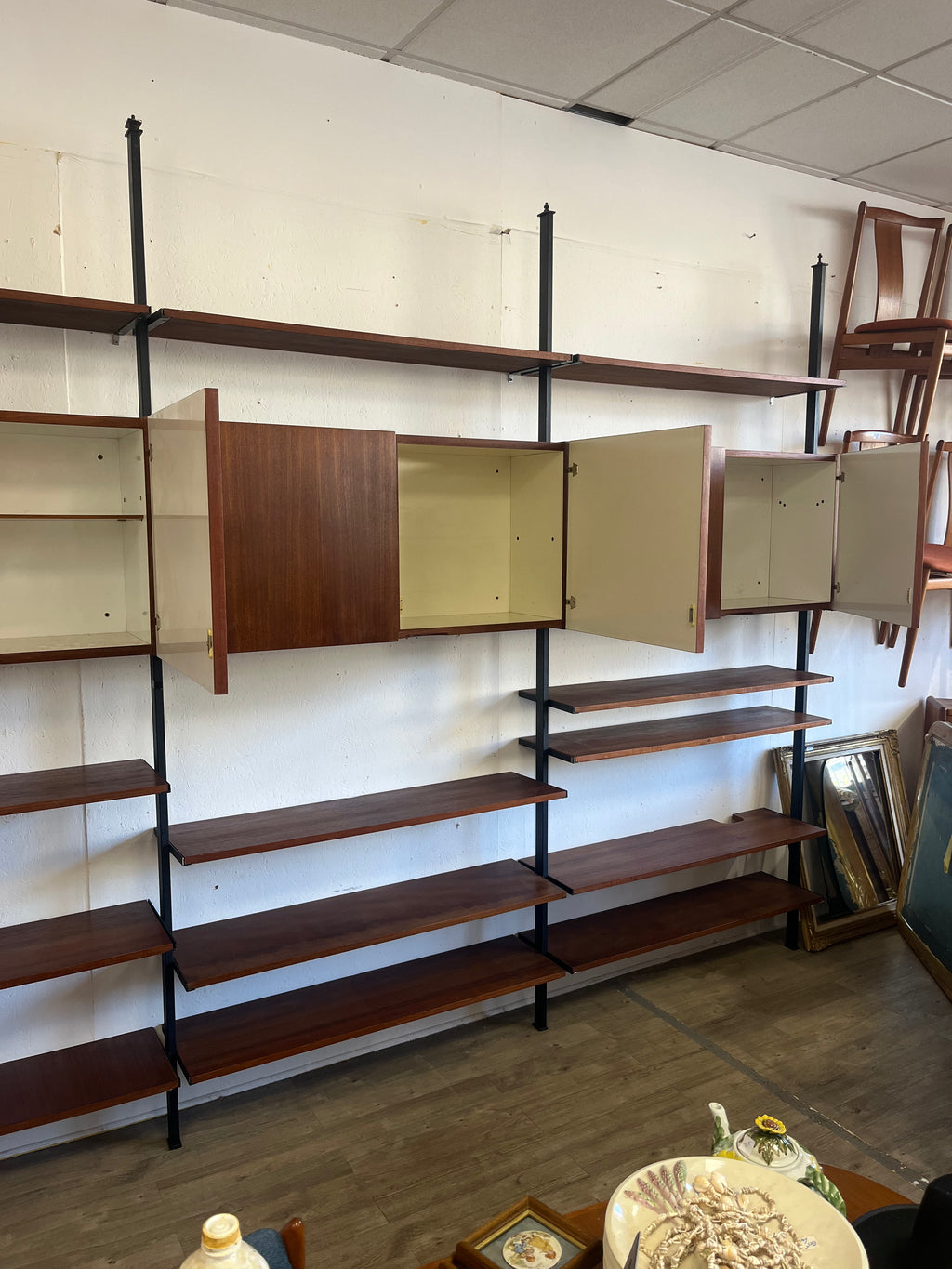 Bibliothèque scandinave en teck et acier 1970