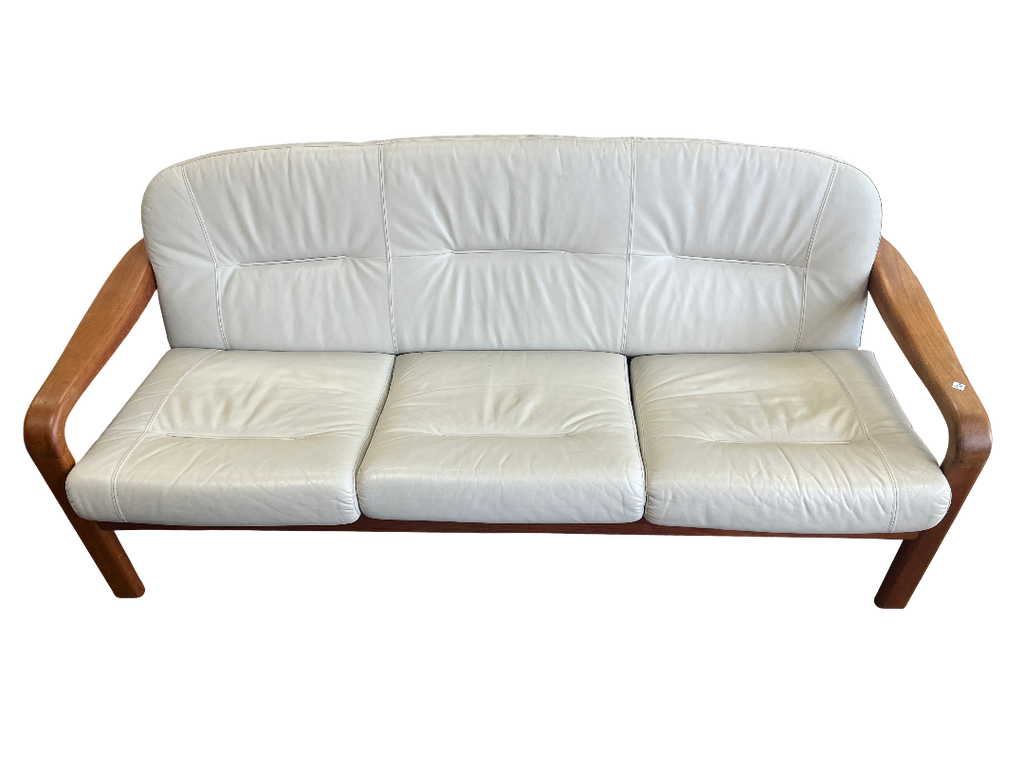 Banquette scandinave en teck massif et cuir 1970