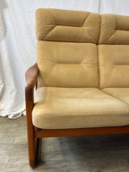 Banquette deux places scandinave en teck massif et daim 1970