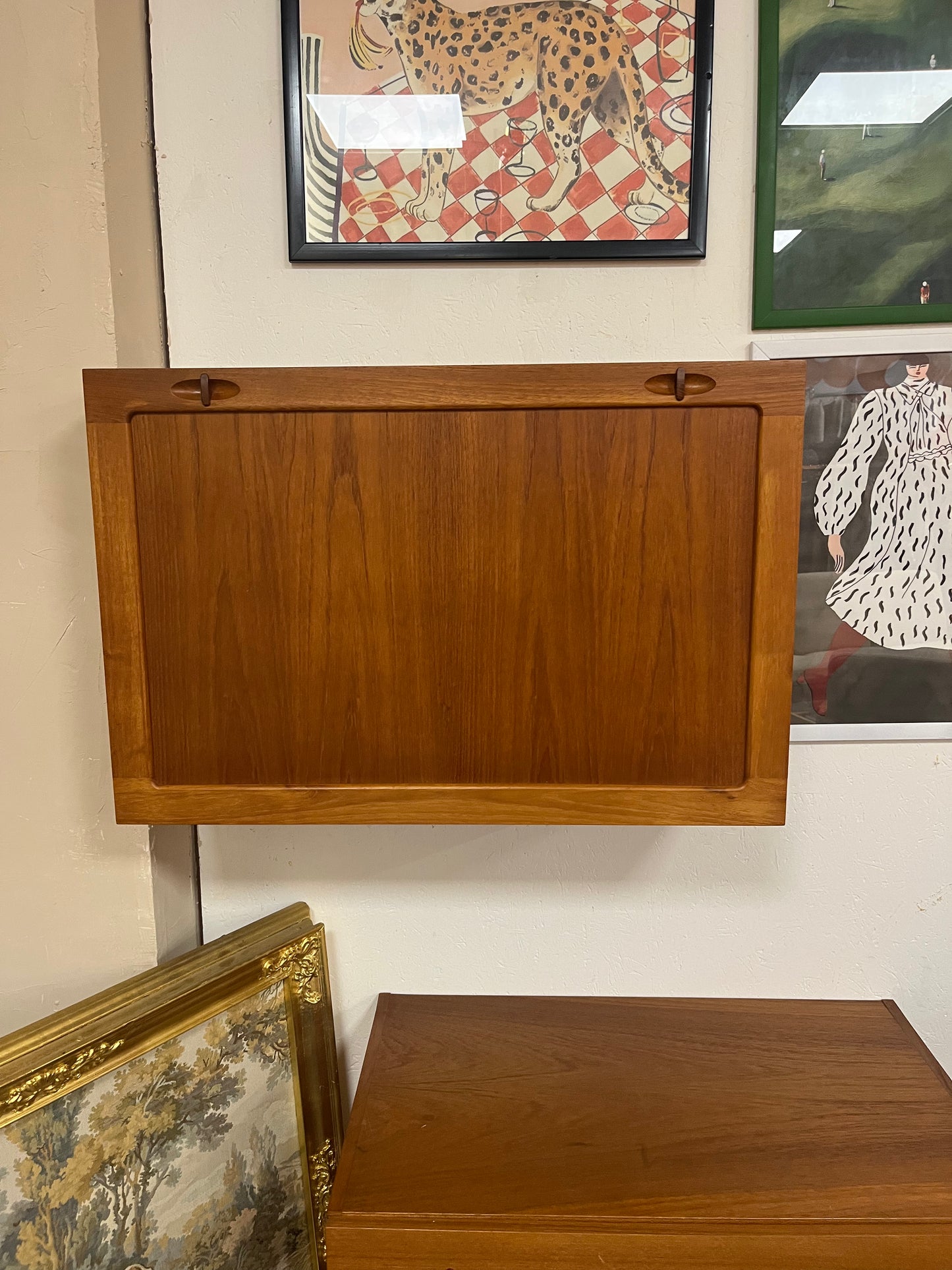 Secrétaire mural scandinave en teck 1970