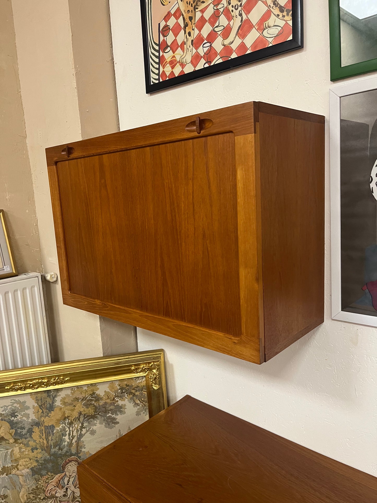 Secrétaire mural scandinave en teck 1970