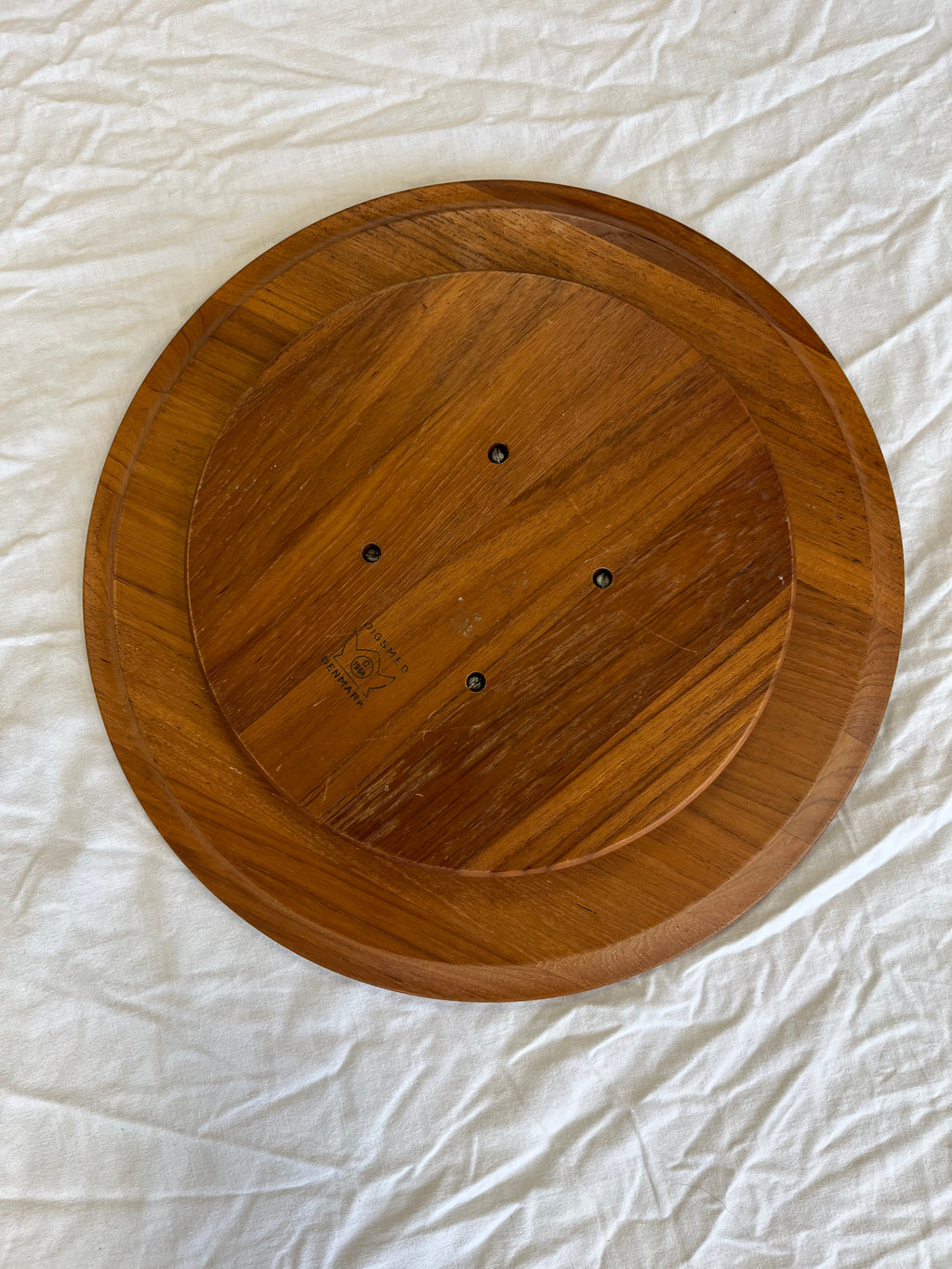 Plateau pivotant scandinave en teck massif 1970