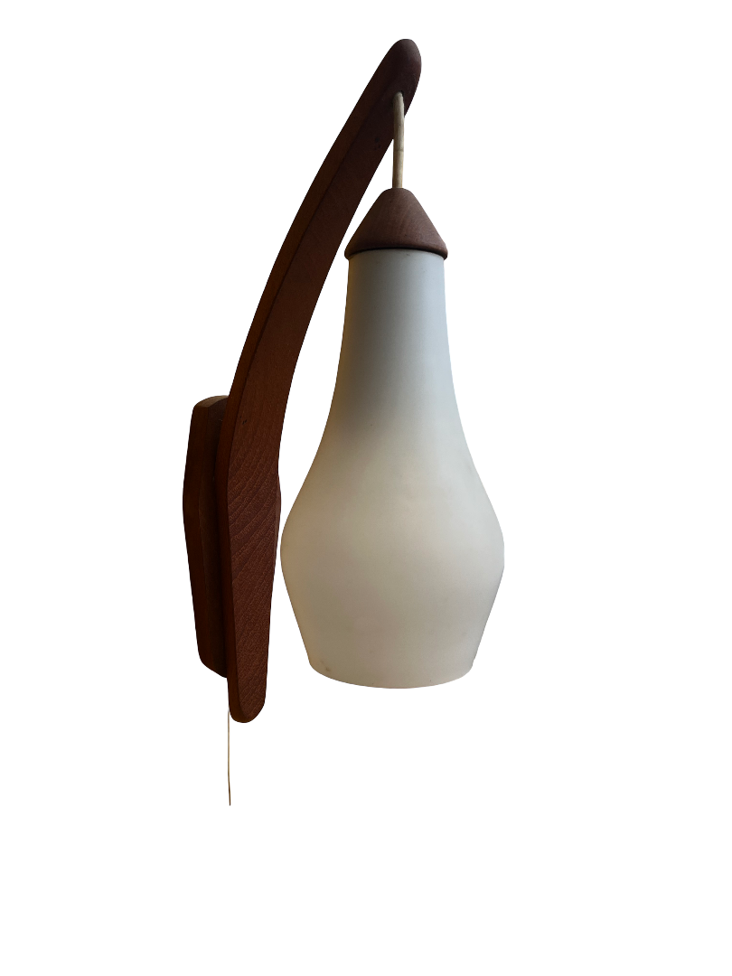 Applique murale scandinave en teck massif 1970