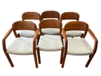 Lot de six chaises scandinaves en teck massif 1970