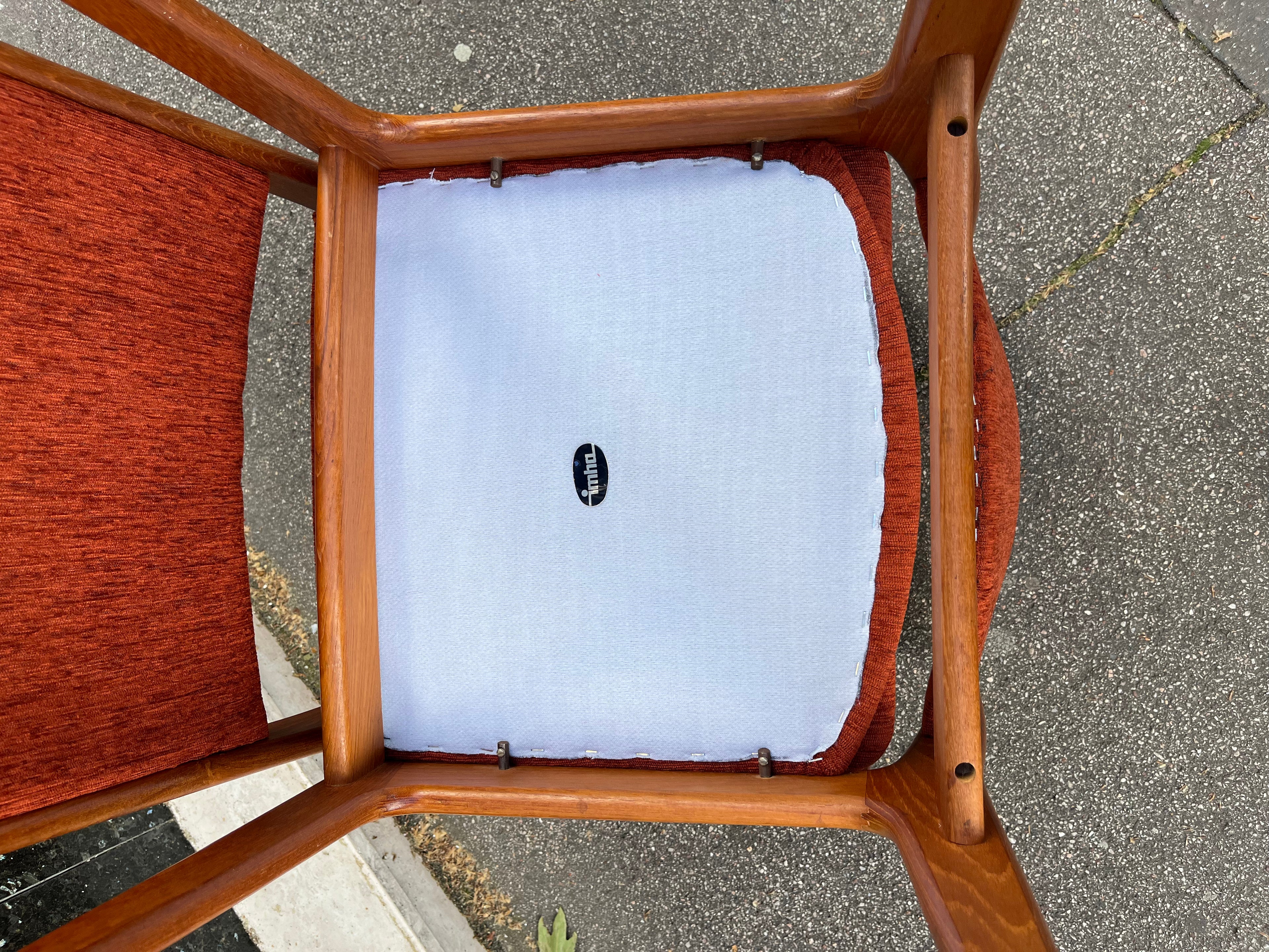Chaises scandinaves en teck massif 1970