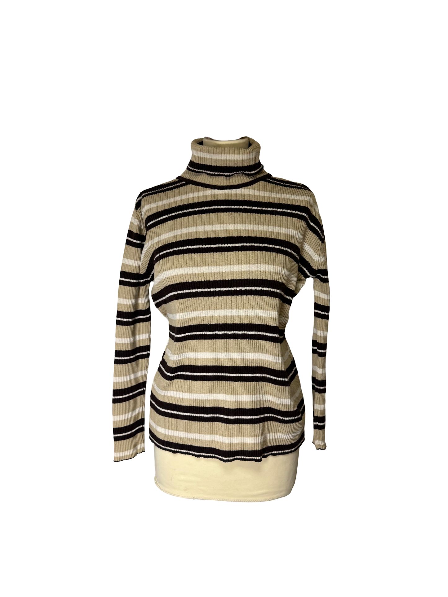 Pull col roulé à rayures