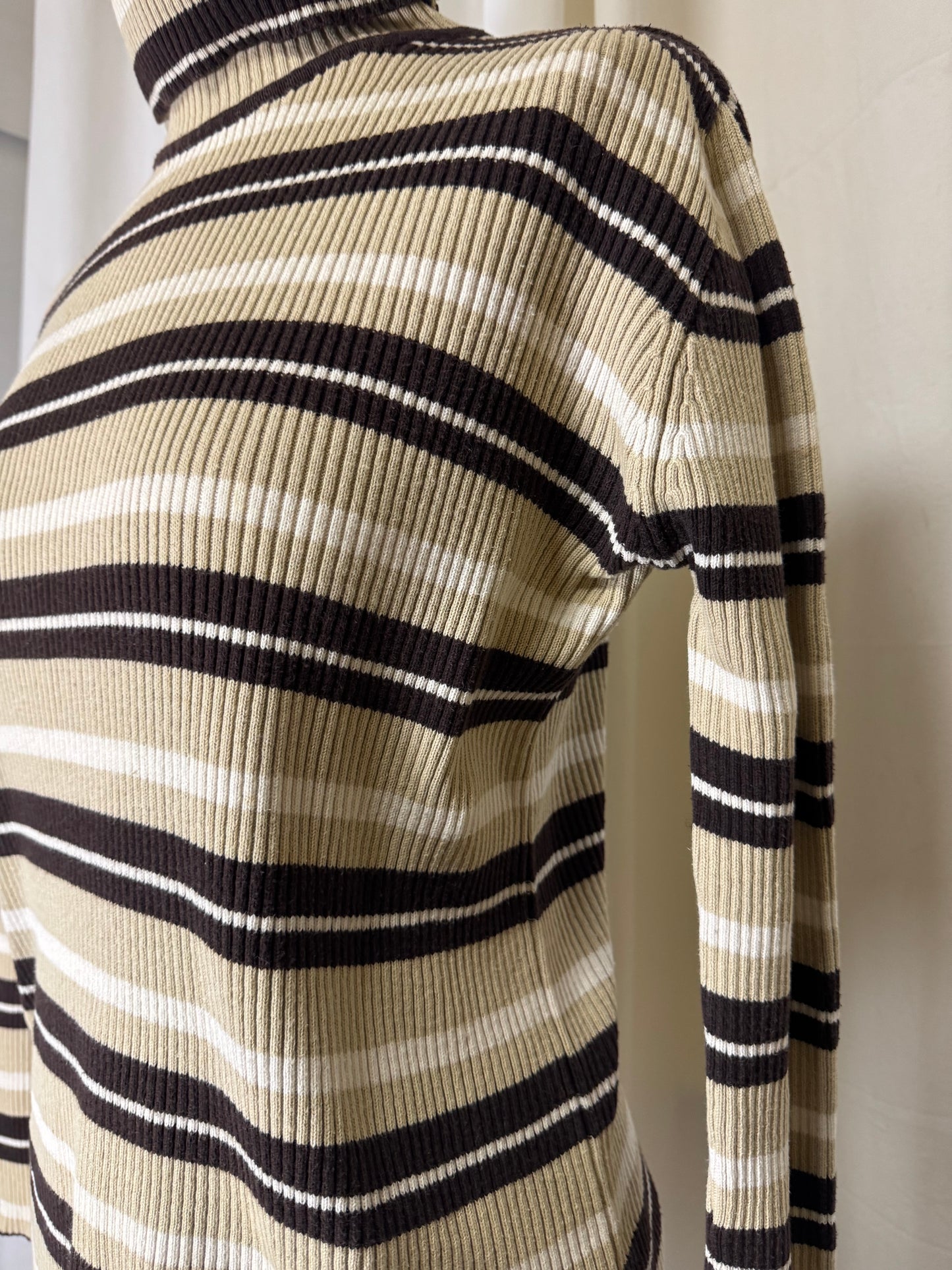 Pull col roulé à rayures