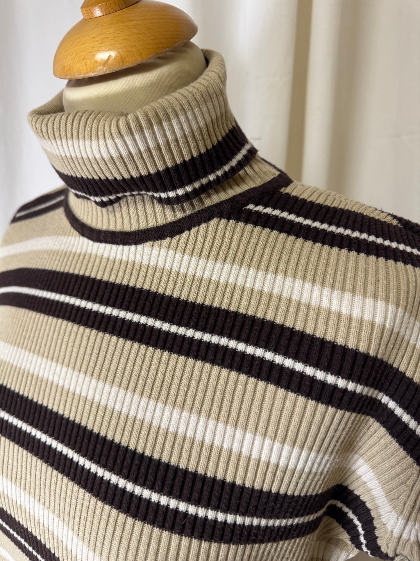 Pull col roulé à rayures