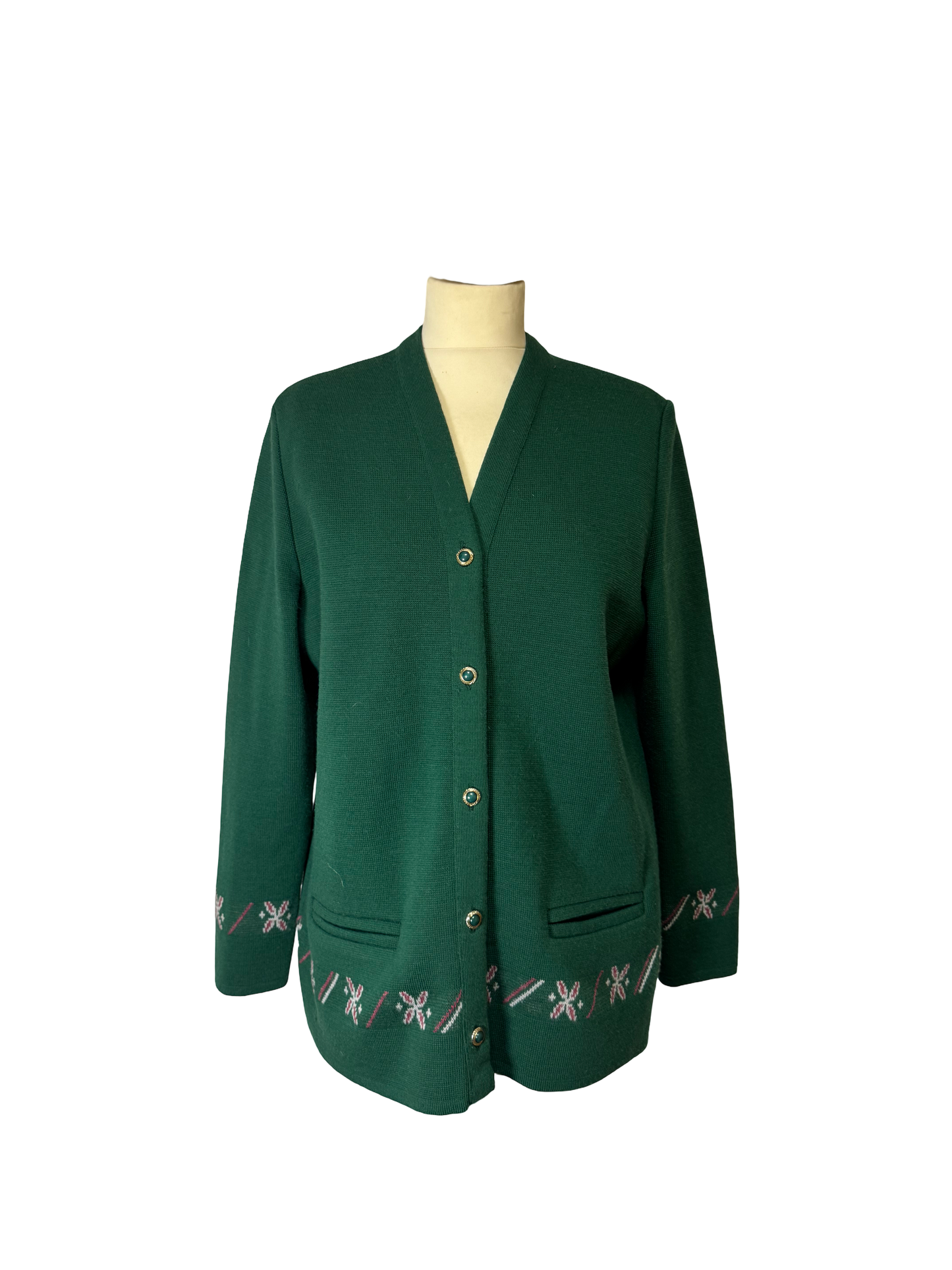 Cardigan vert à motifs