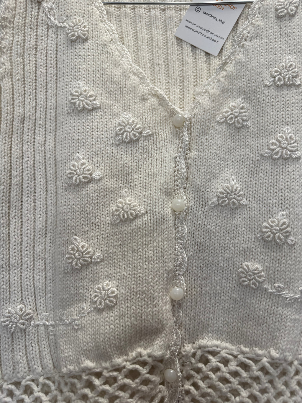 Cardigan blanc brodée
