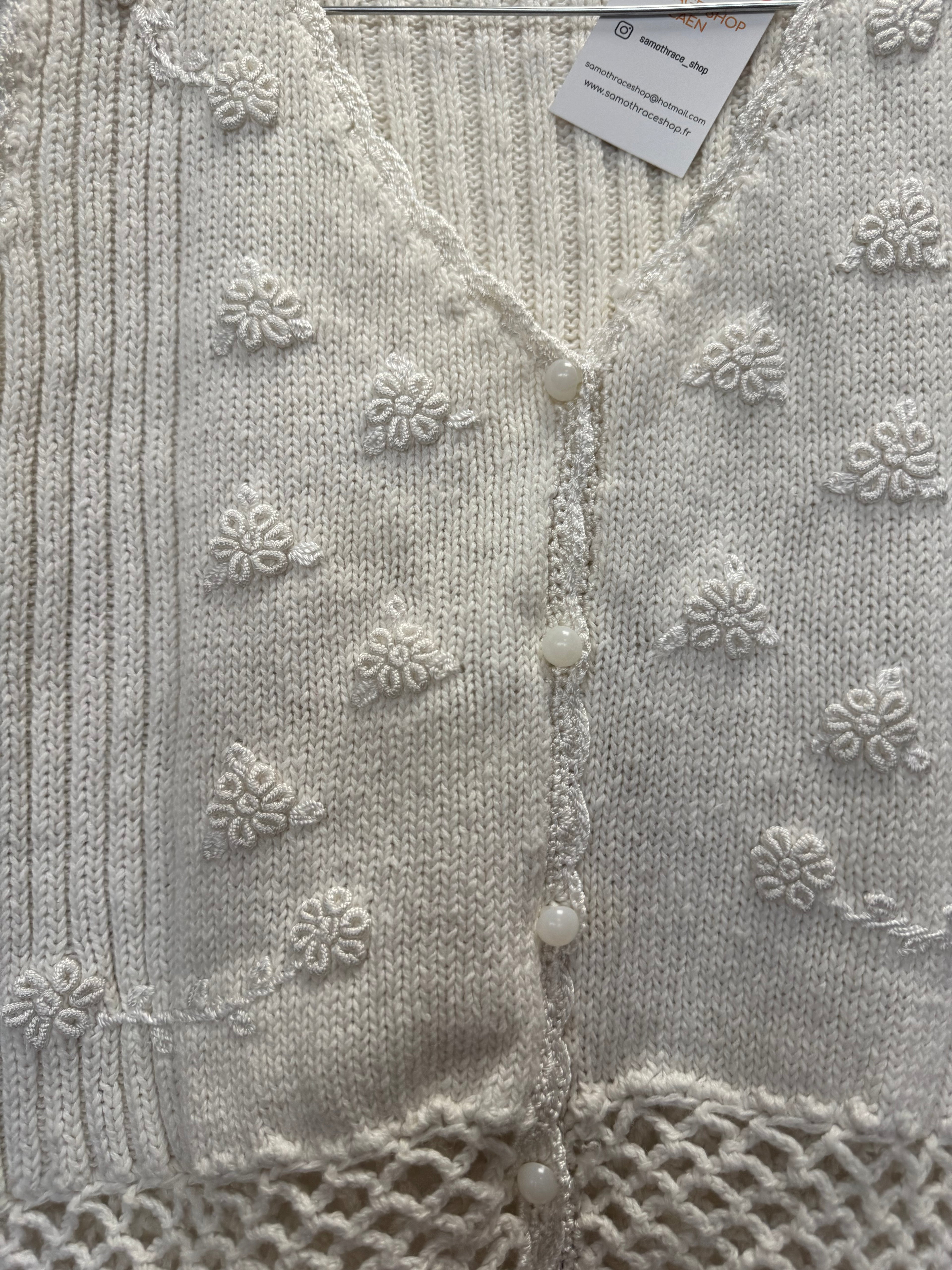 Cardigan blanc brodée