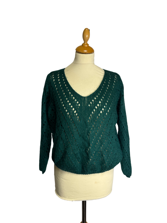 Pull vert ajourée