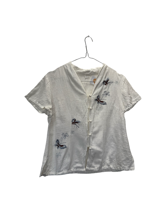 Chemise en soie brodée