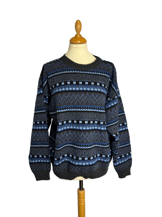 Pull jacquard bleu