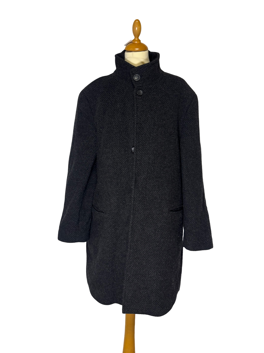 Manteau long gris en laine