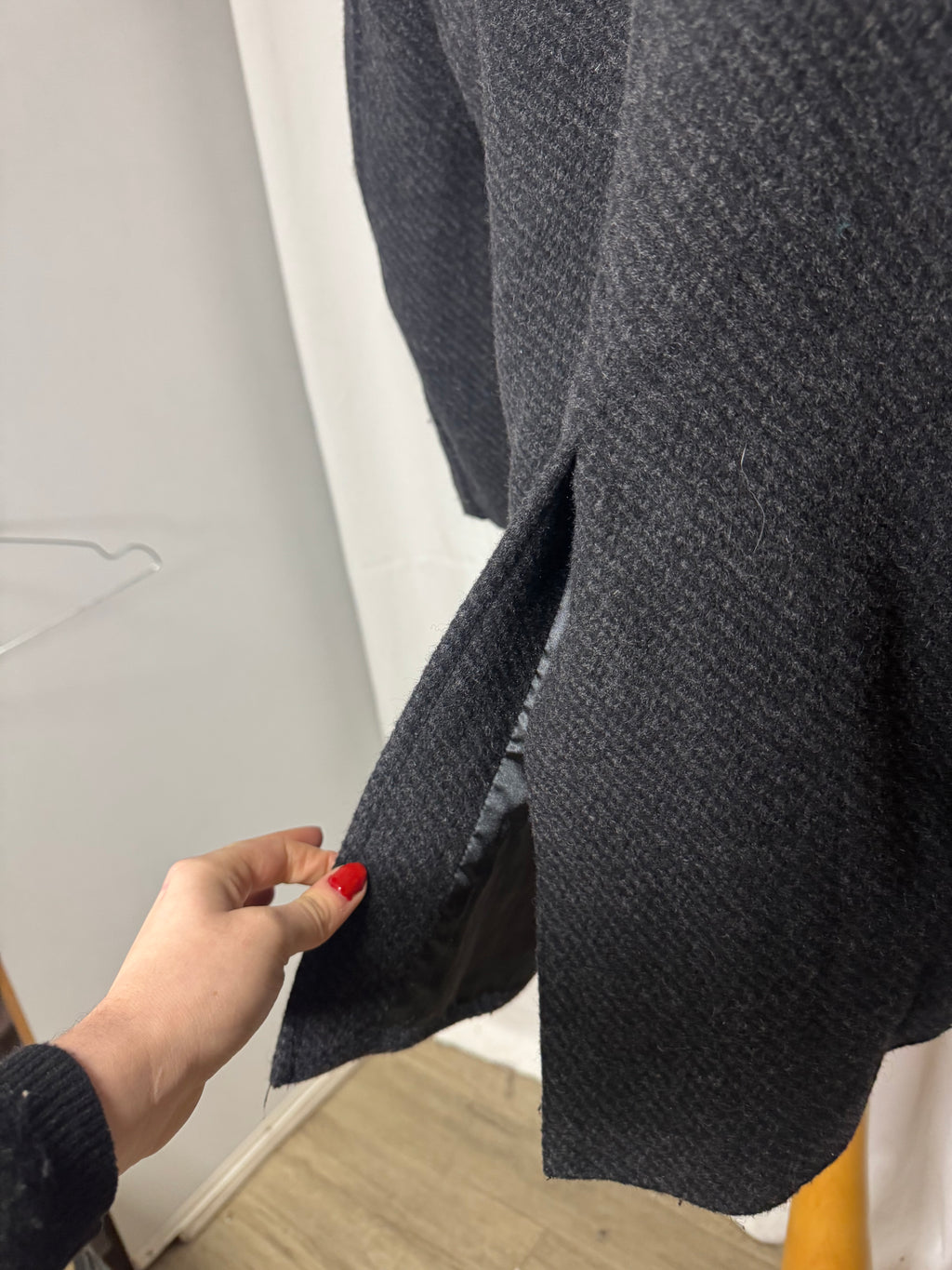 Manteau long gris en laine