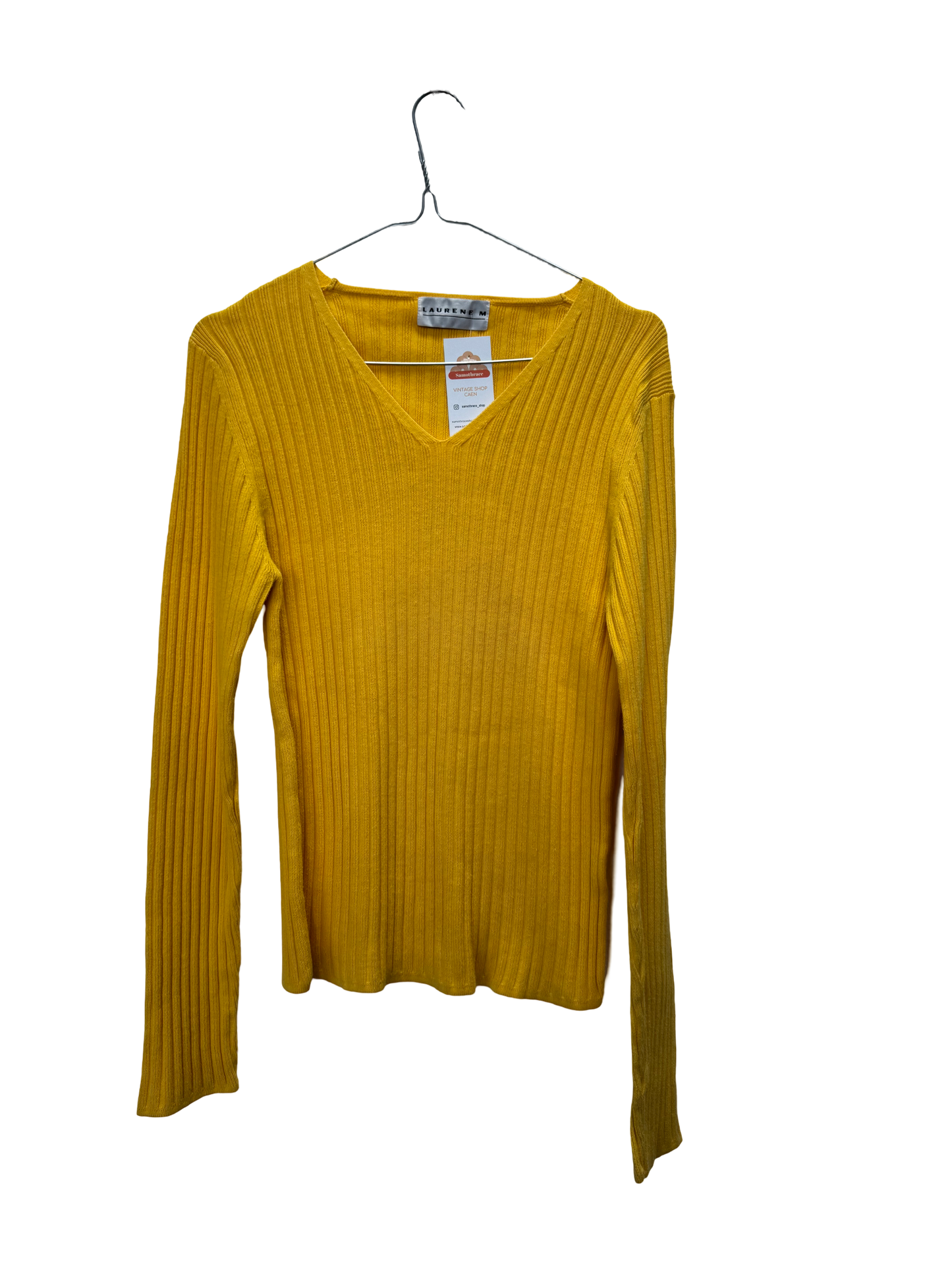 Pull côtelé jaune