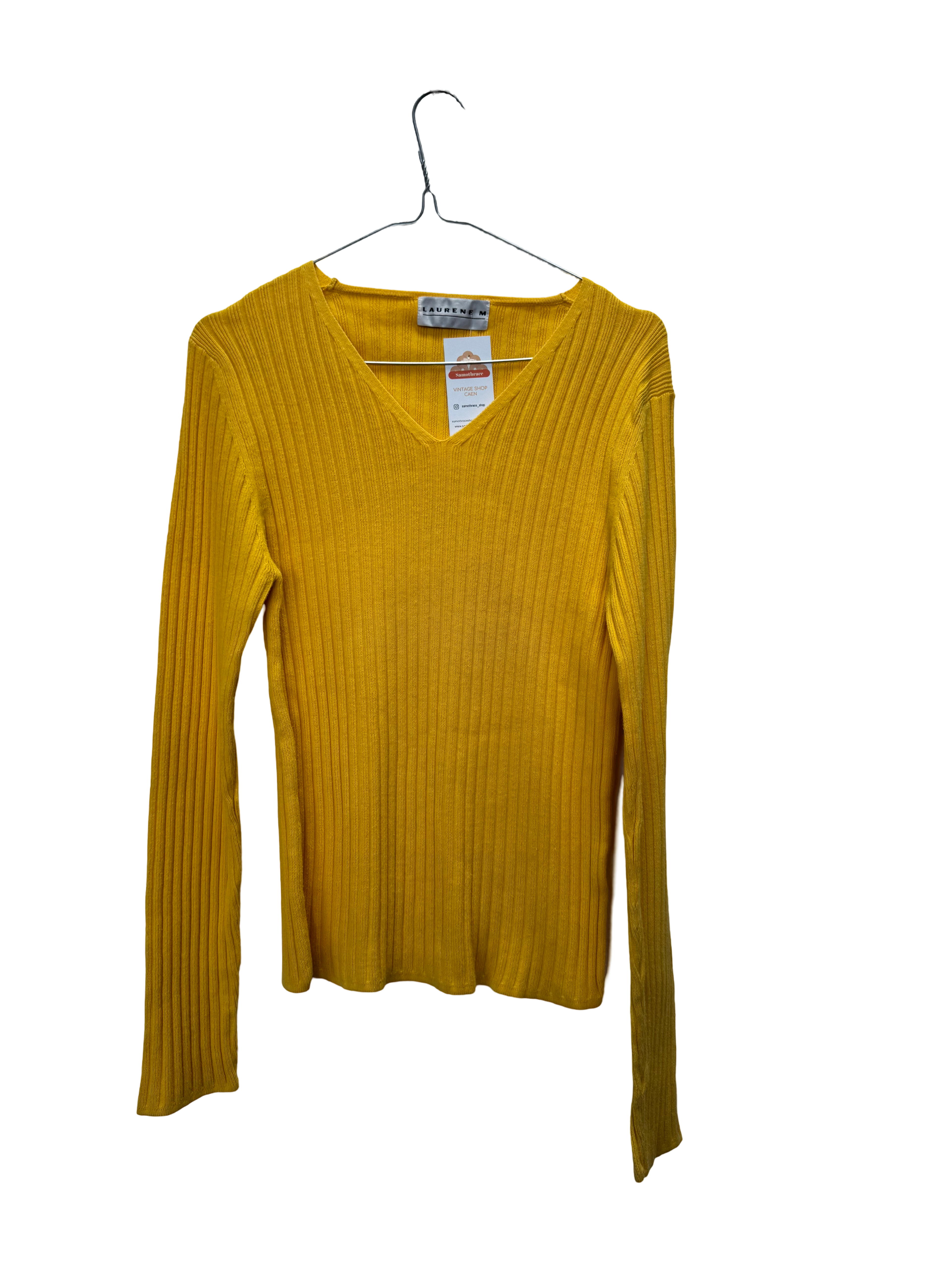 Pull côtelé jaune