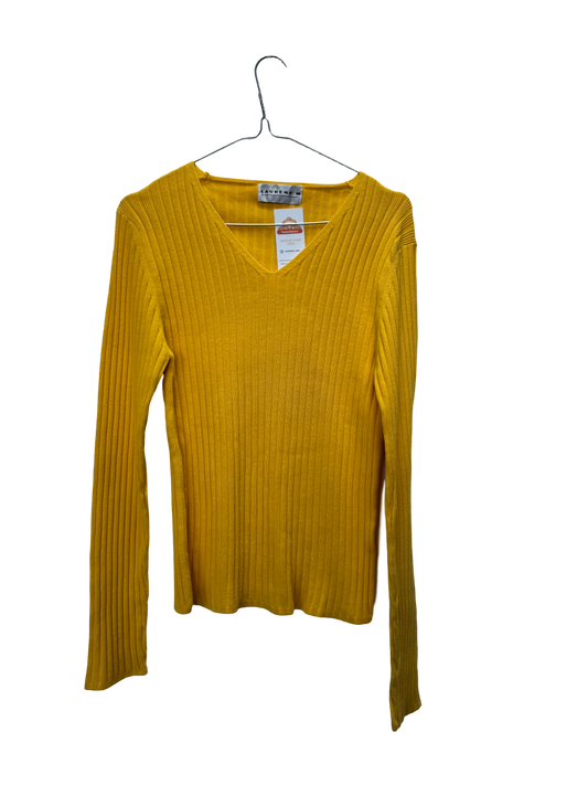 Pull côtelé jaune