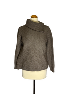 Pull grand col marron