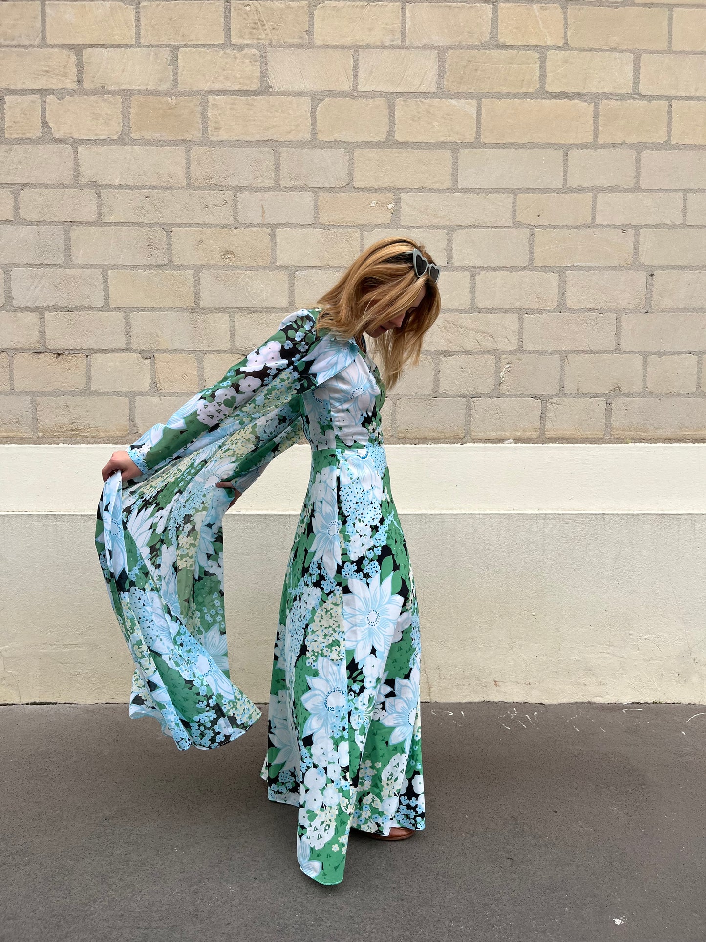 Ensemble robe à fleurs 70s