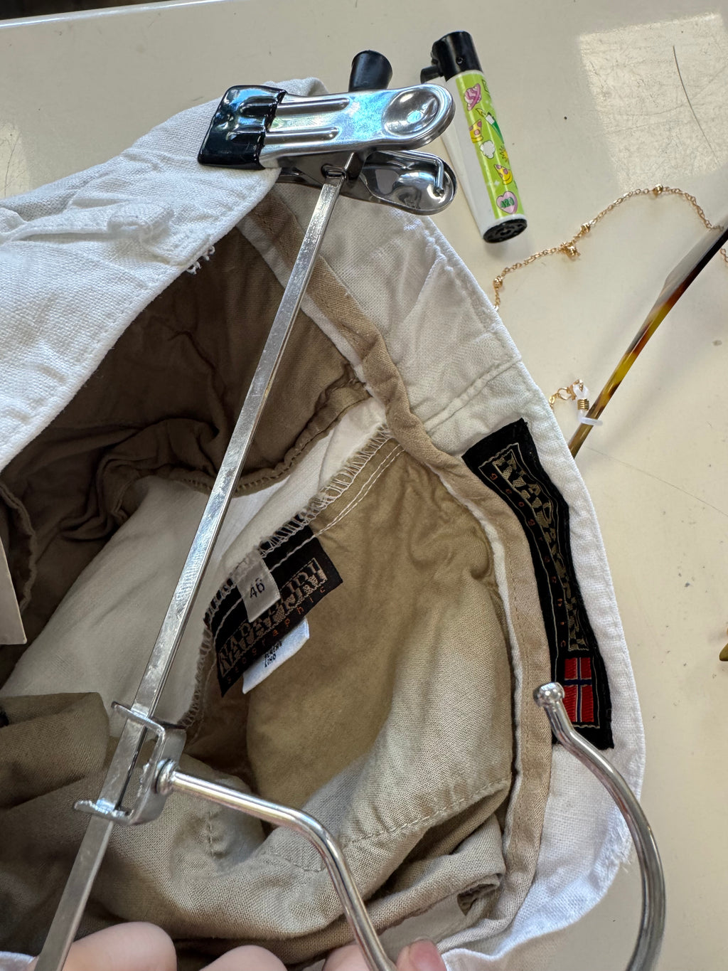 Pantalon en lin blanc Napapijri