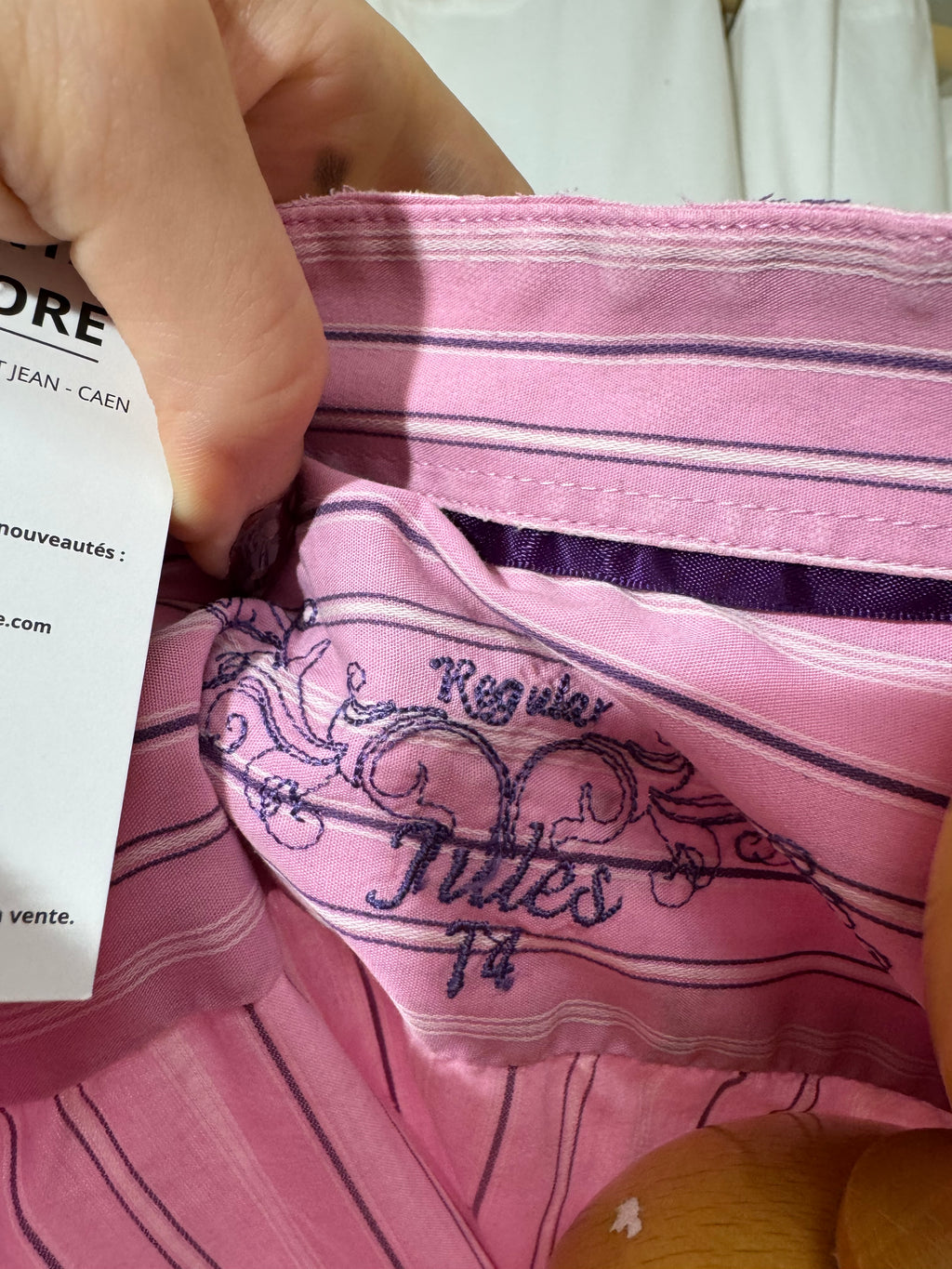 Chemise à rayures rose