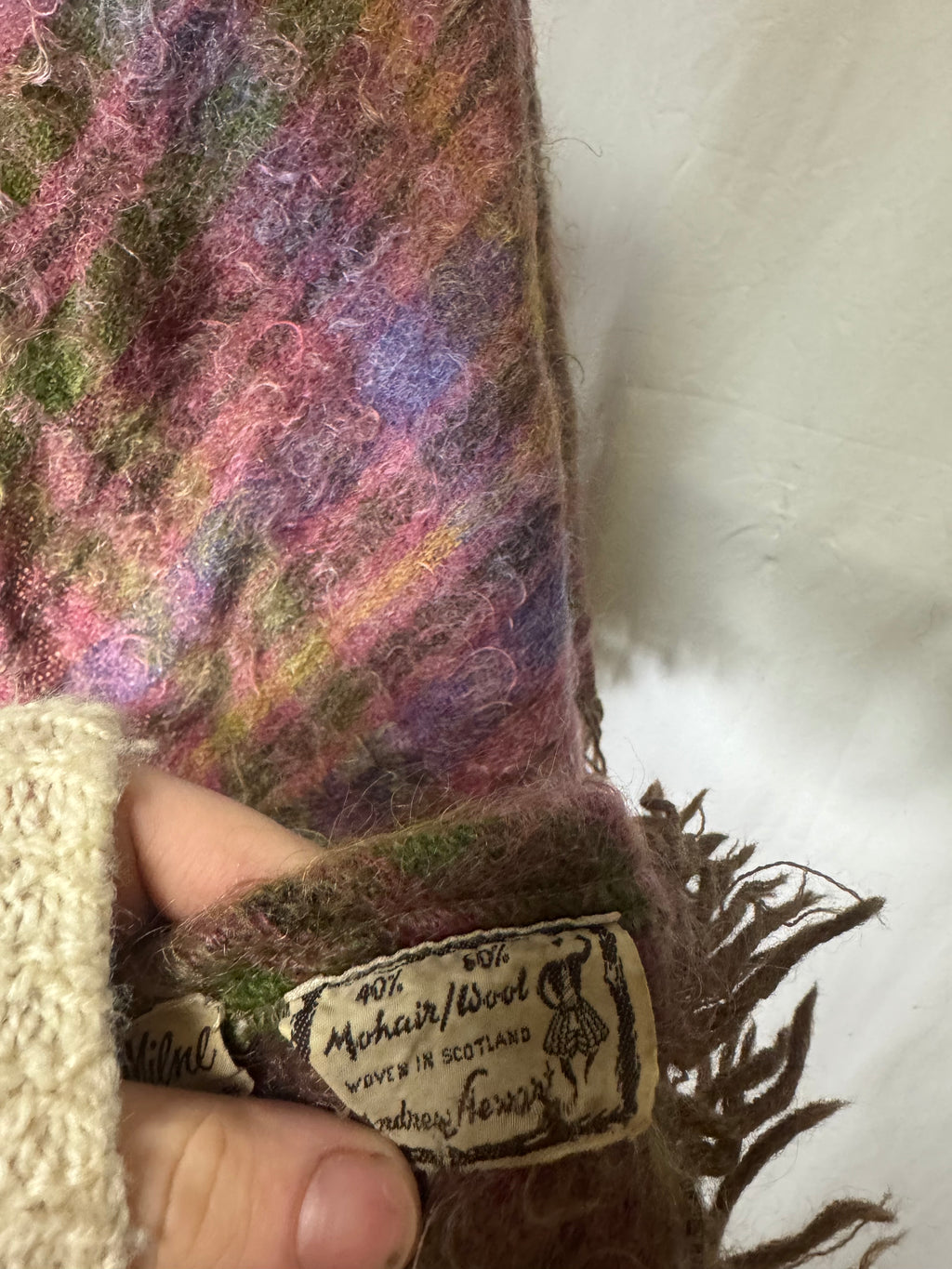 Châle rose en mohair