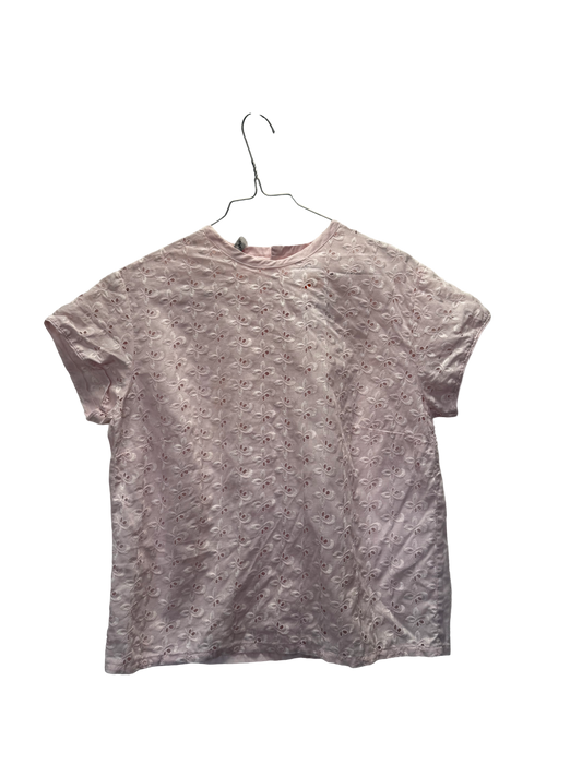 Blouse brodée rose