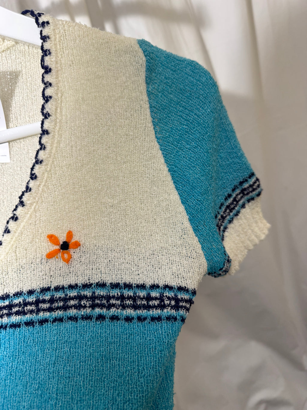 Cardigan bleu 70s