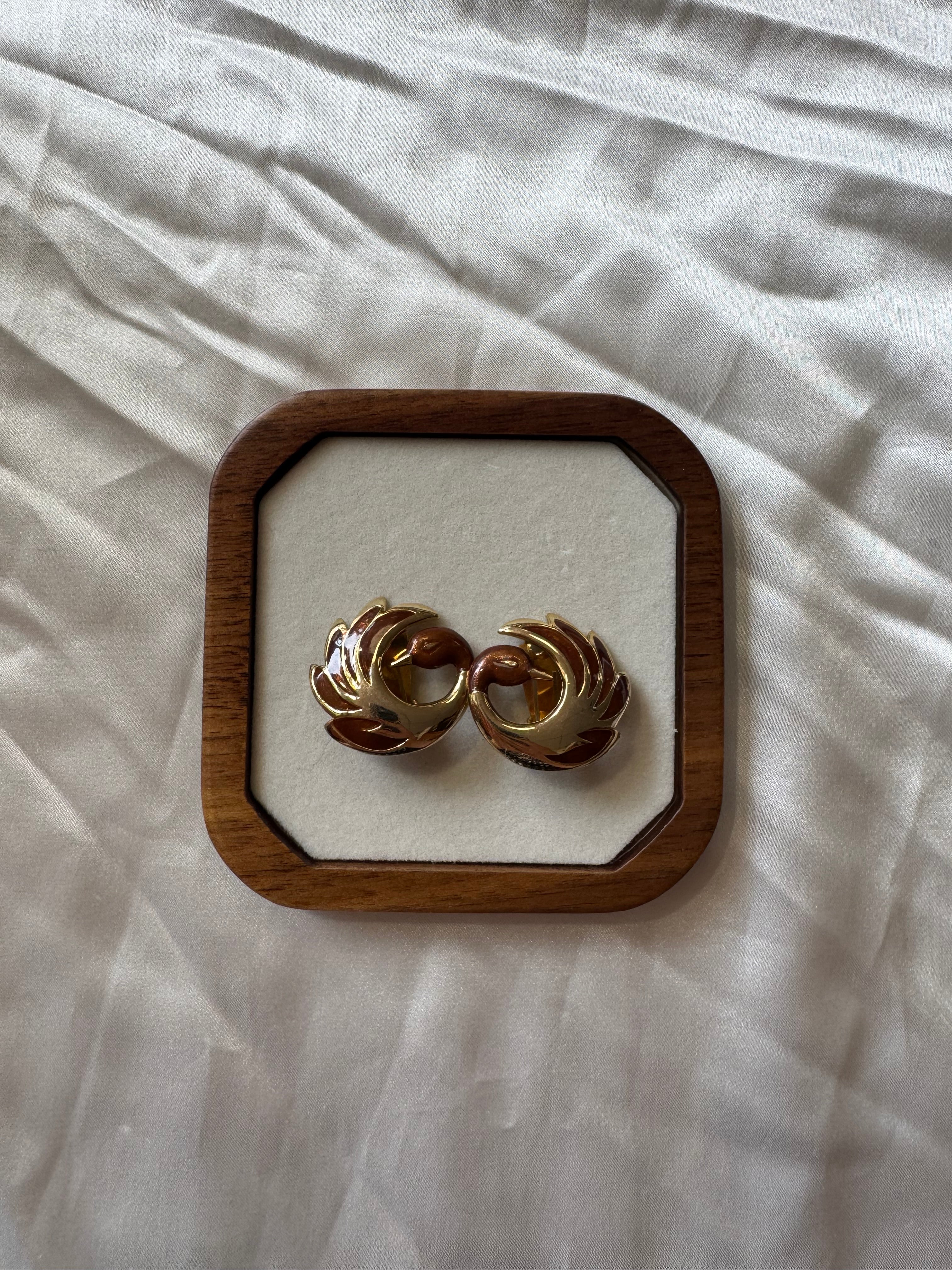 Boucles d'oreilles cygne