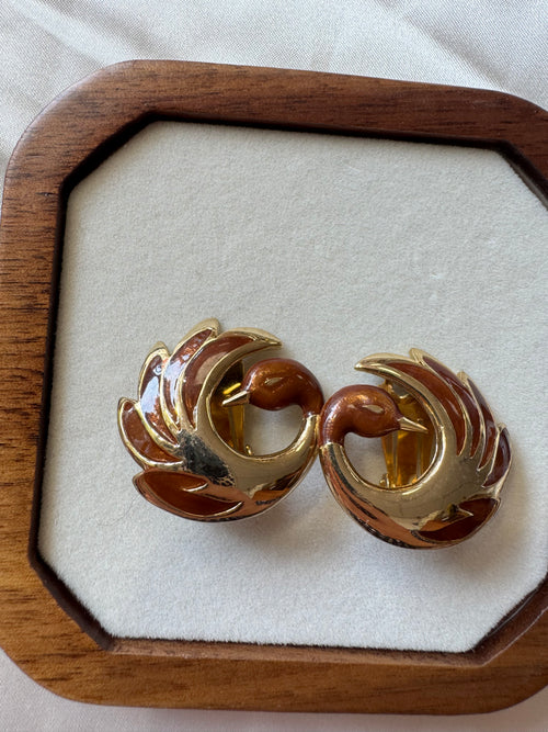 Boucles d'oreilles cygne