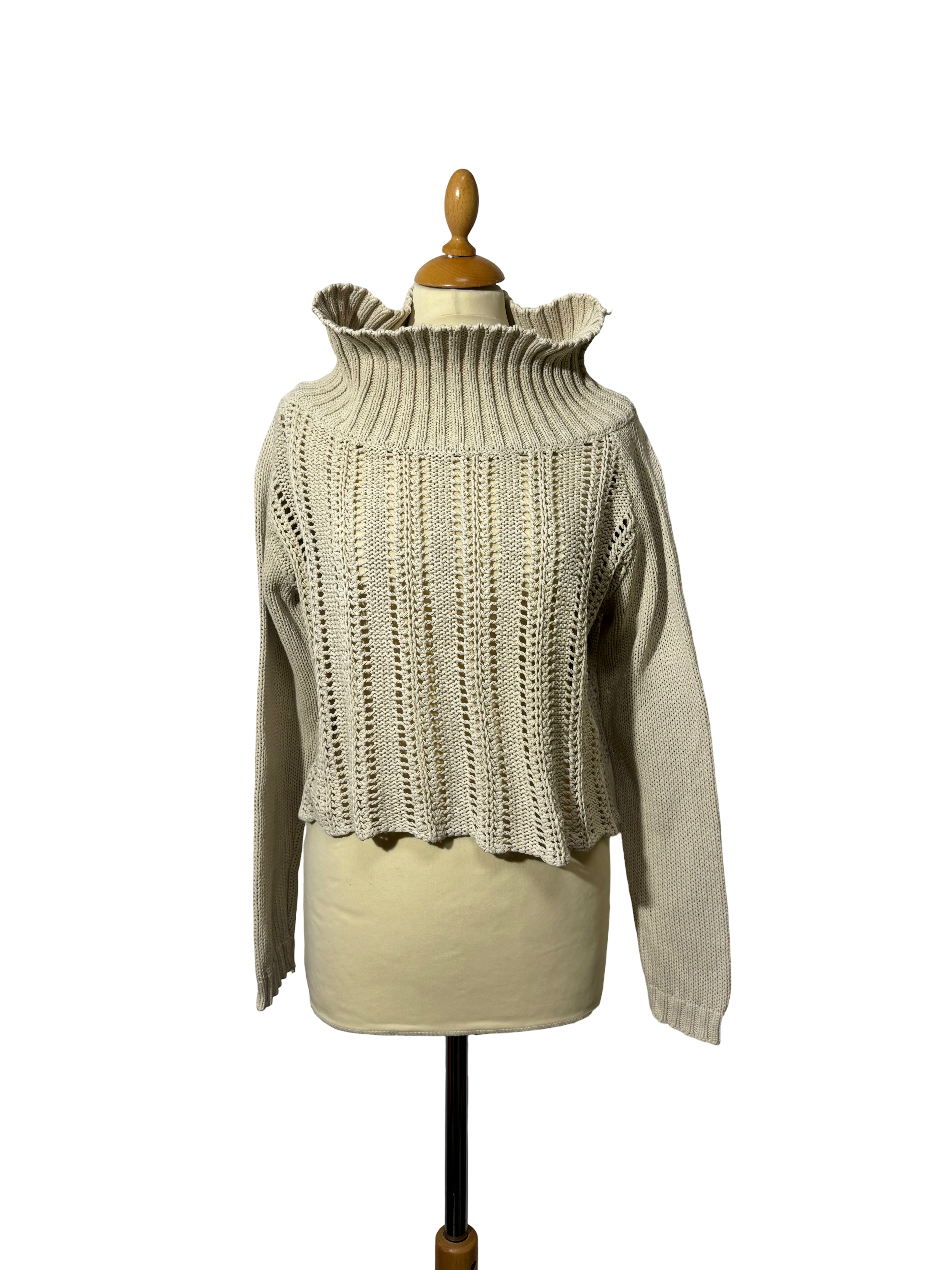 Pull ajourée beige