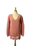 Pull ajourée rose