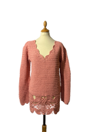 Pull ajourée rose