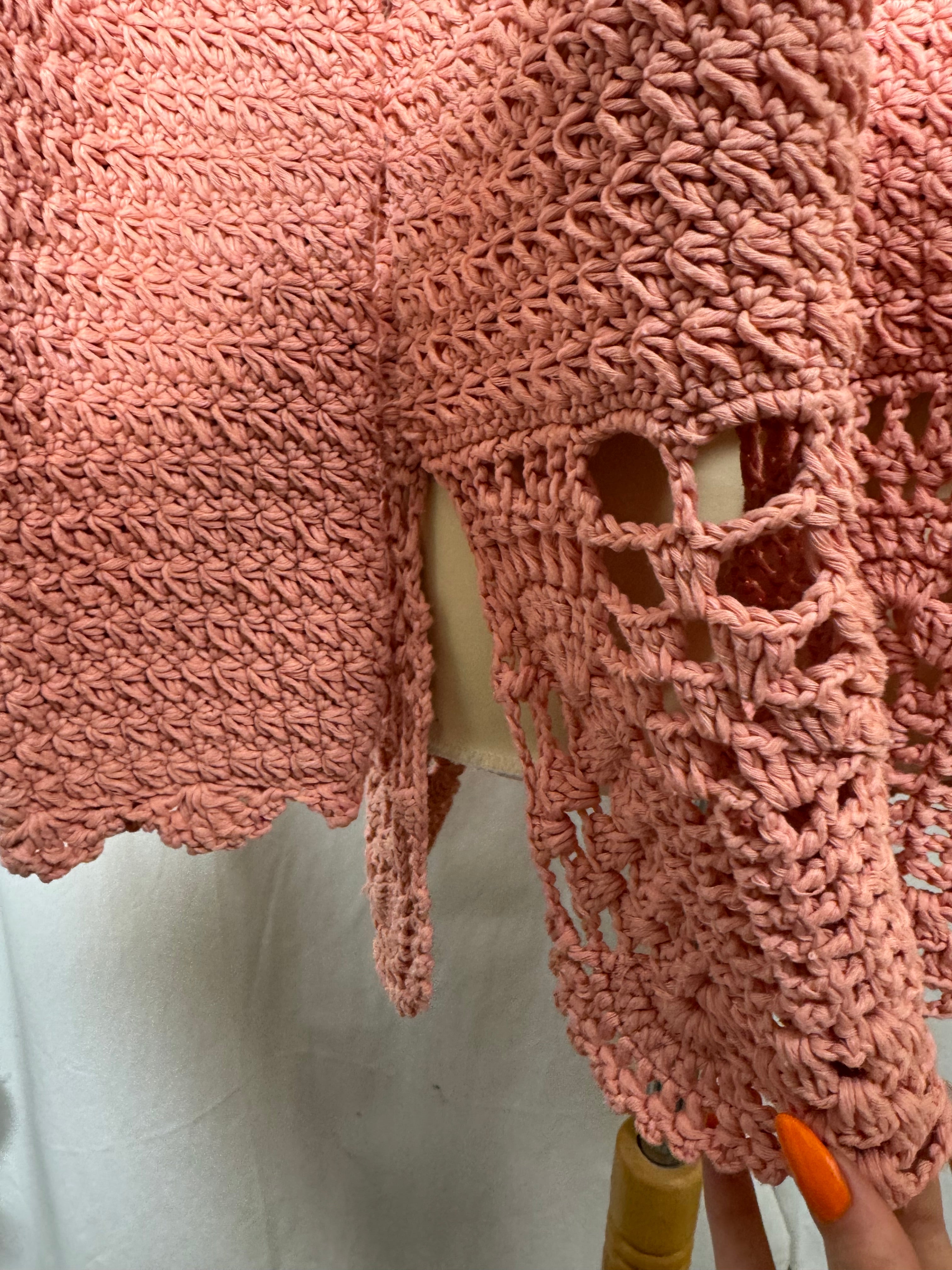 Pull ajourée rose