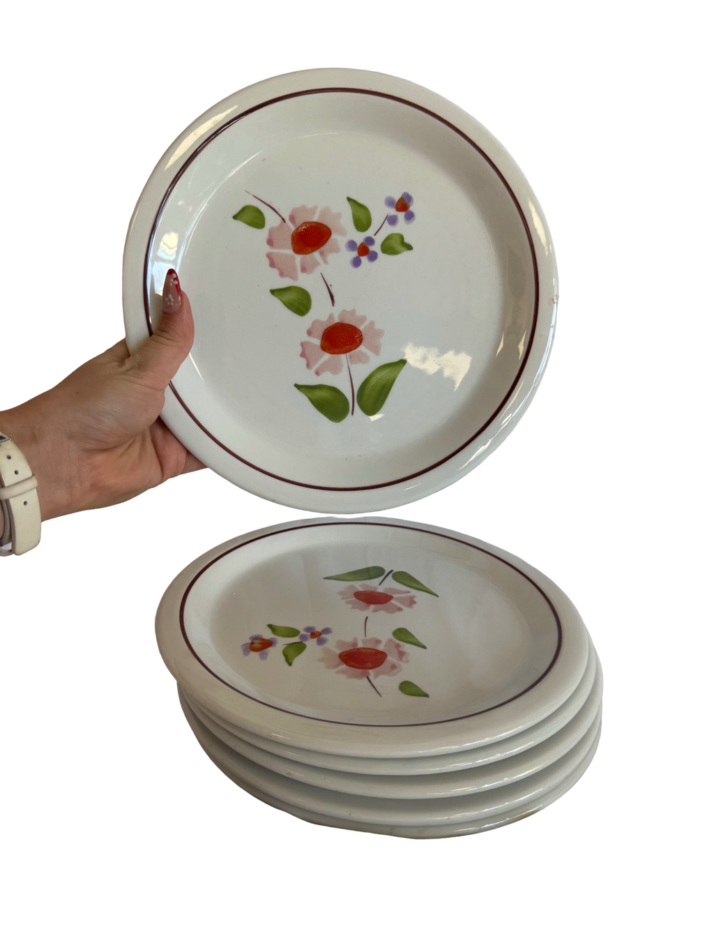 Assiettes plates à fleurs