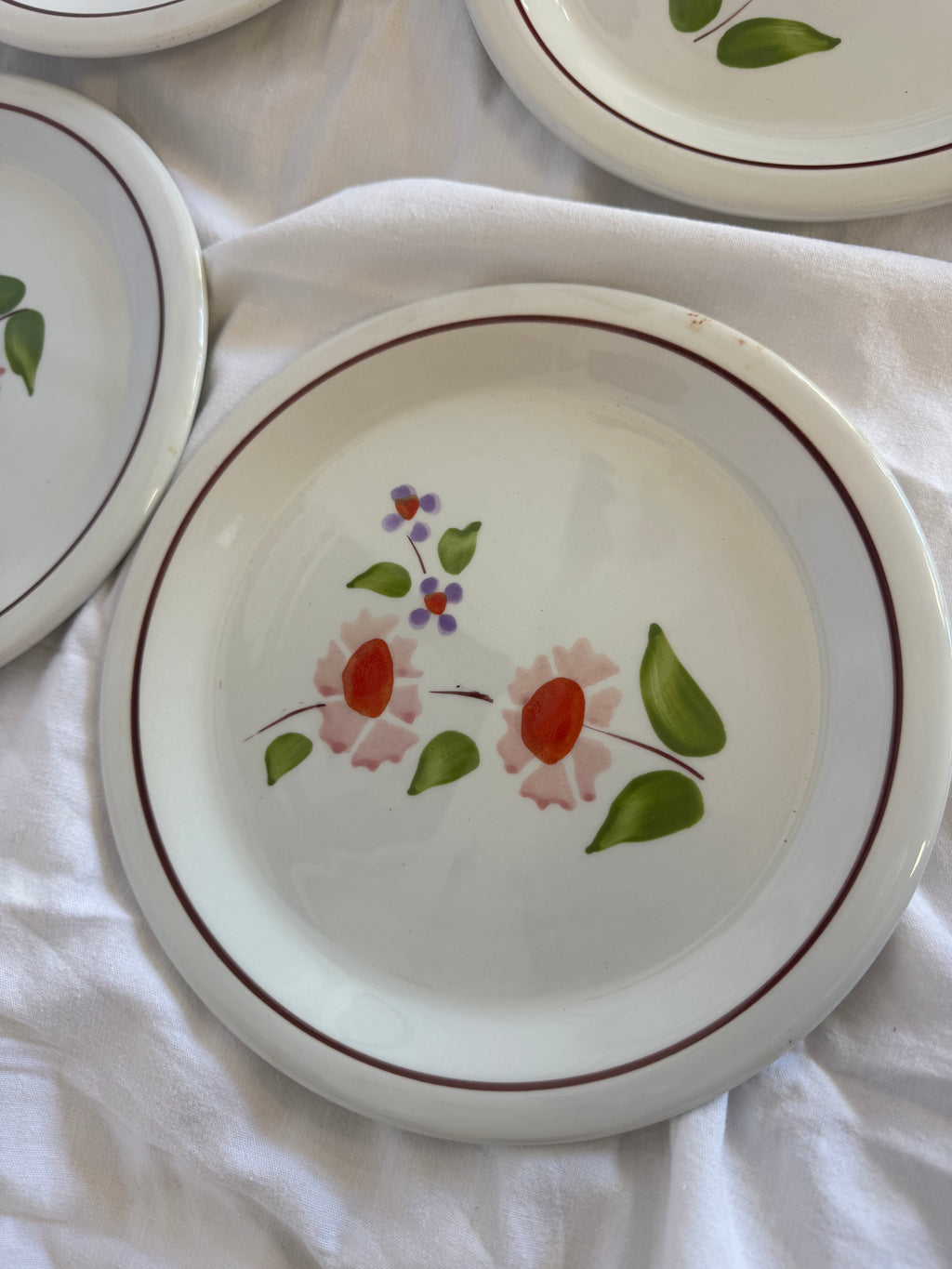 Assiettes plates à fleurs
