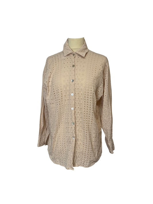 Chemise beige ajourée