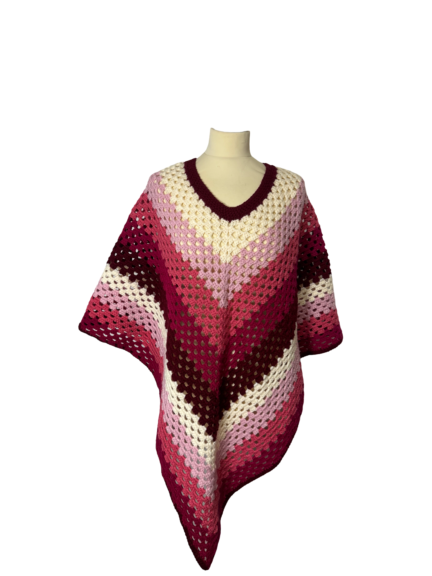 Poncho en crochet 70s