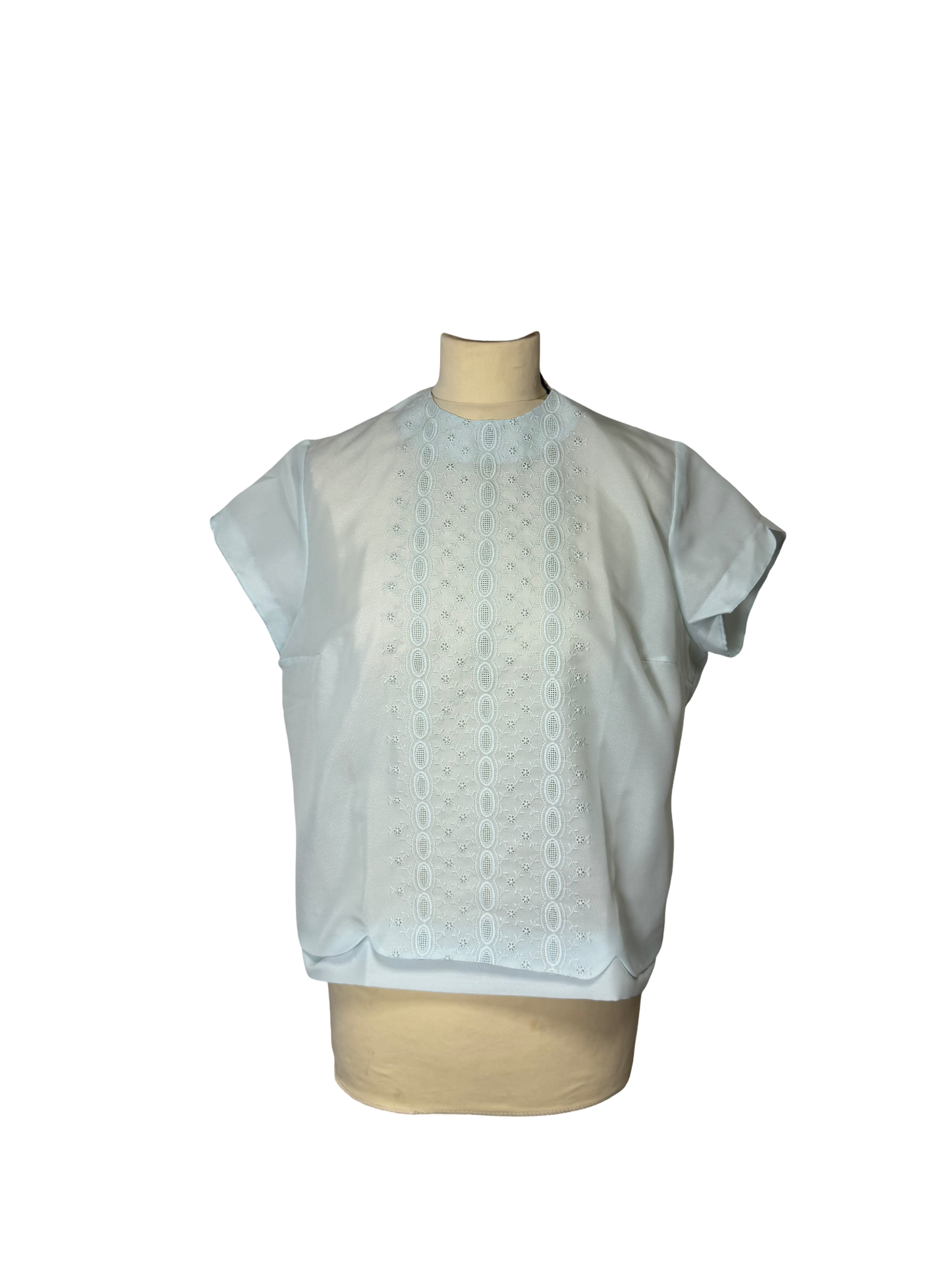 Blouse bleu brodée