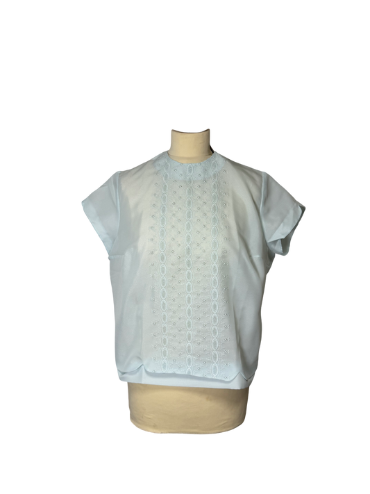 Blouse bleu brodée