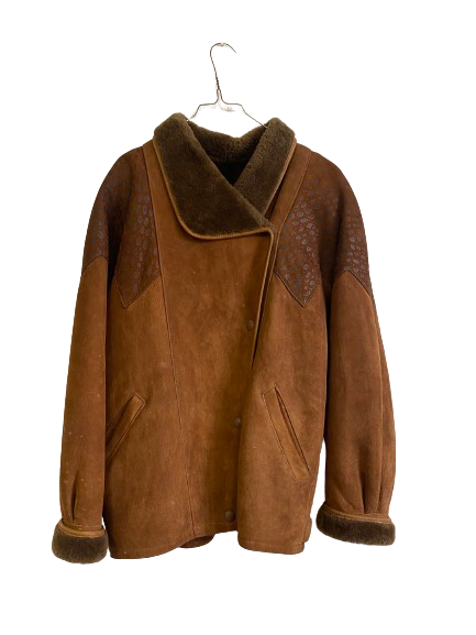 Manteau en peau lainée 80s