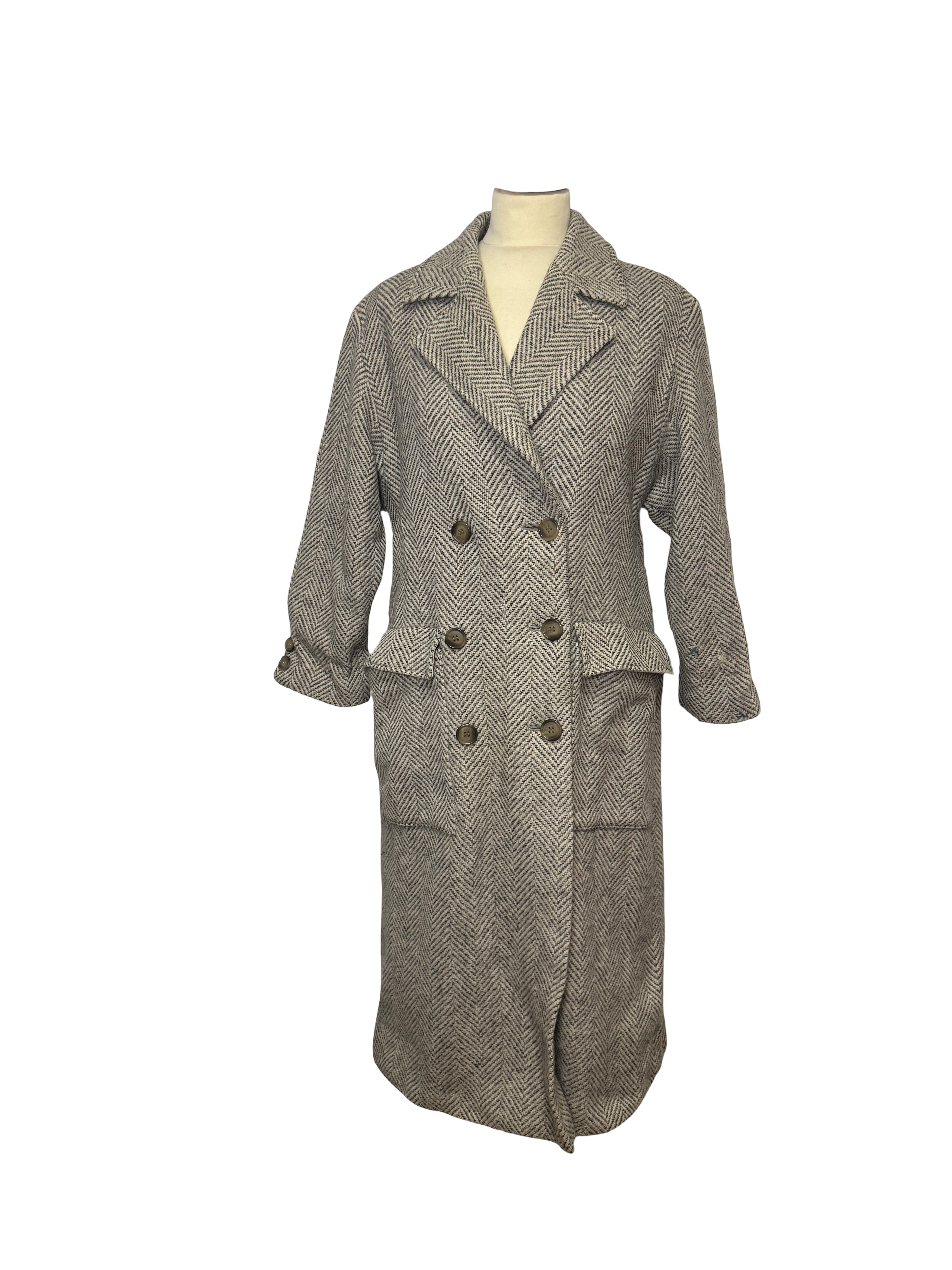 Manteau chevron laine et cachemire