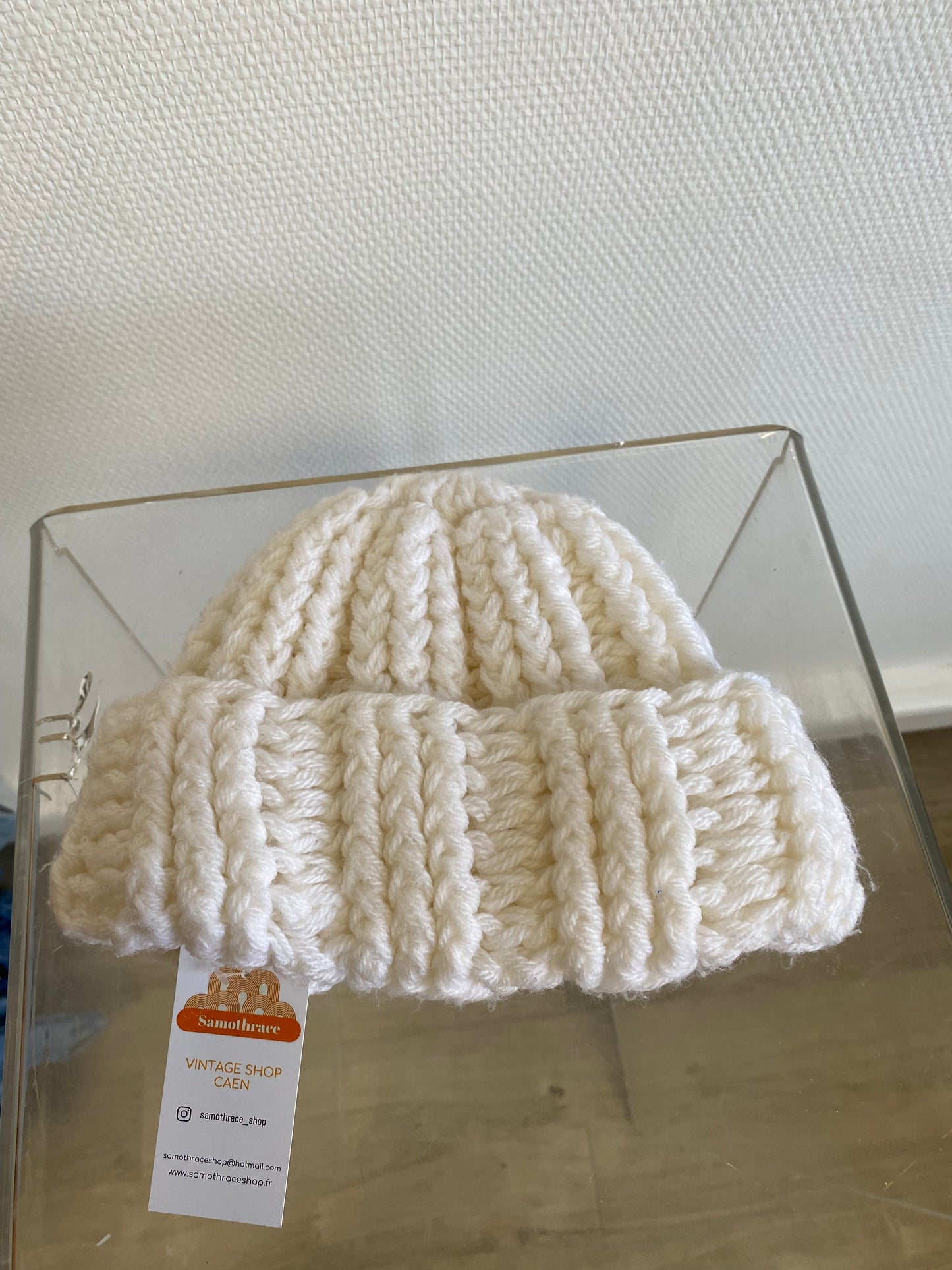 Bonnet en maille blanc