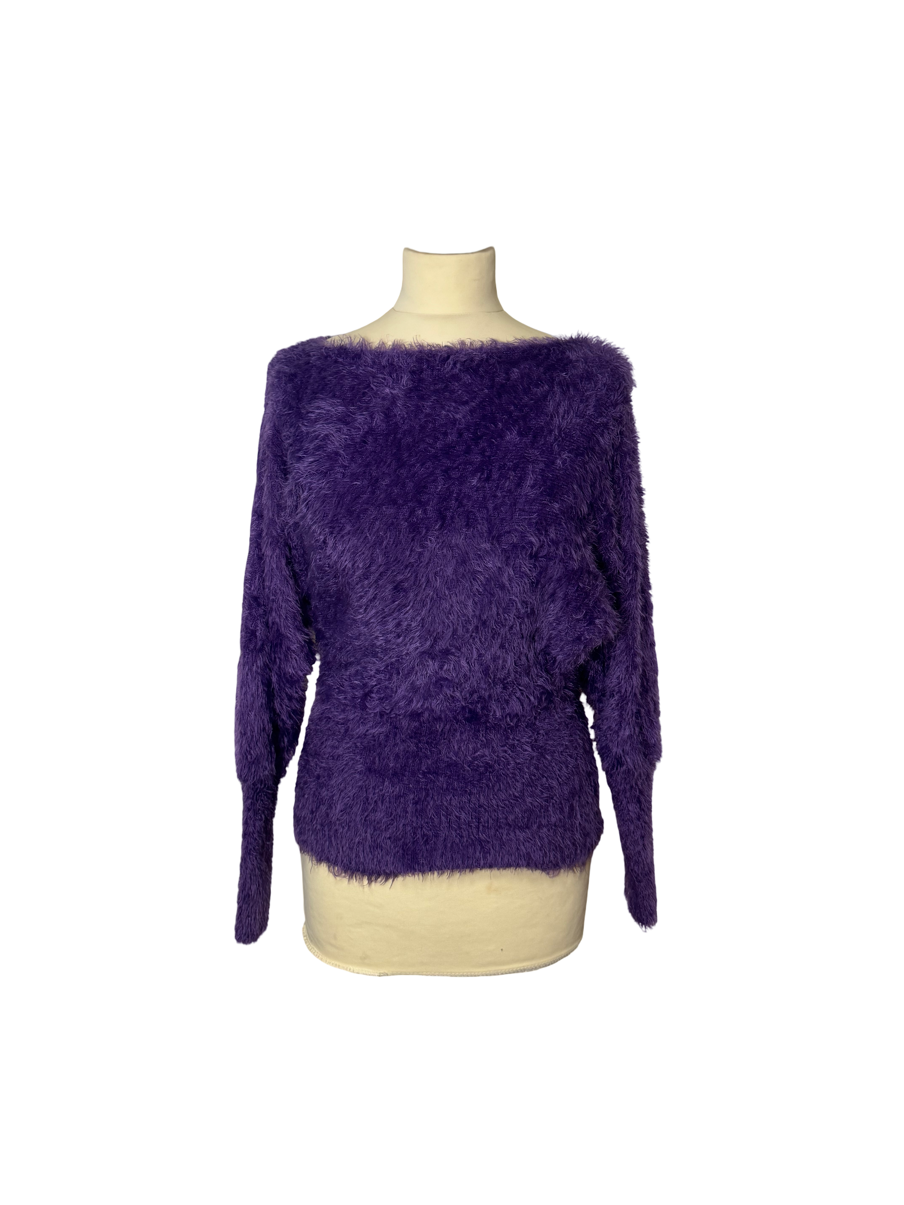 Pull violet à poils