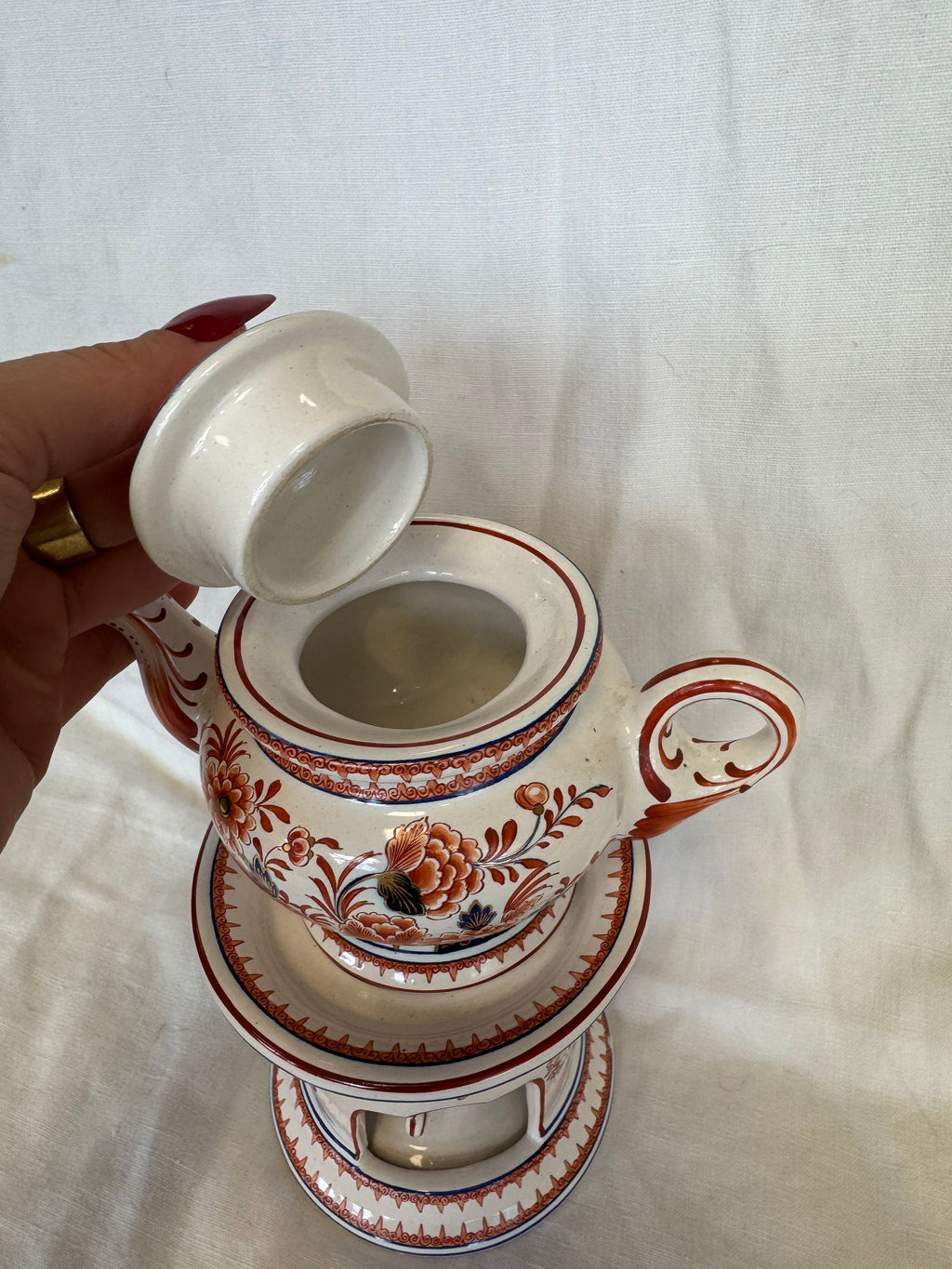 Tisanière à motifs rouge